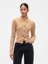 Gap Factory Fitted Cropped Collared Cardigan In Brown