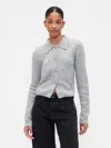 Gap Factory Fitted Cropped Collared Cardigan In Gray