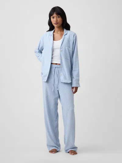 Gap Factory Flannel Pj Pants In Blue Stripe