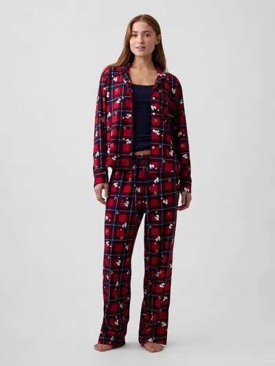 Gap Factory Flannel Pj Pants In Disney Plaid Red