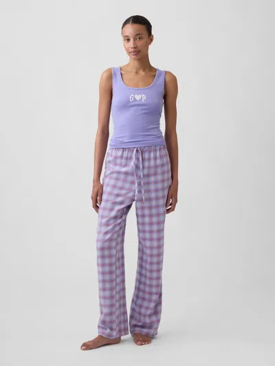 Gap Factory Flannel Pj Pants In Purple Plaid