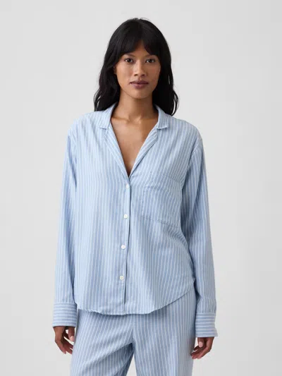 Gap Factory Flannel Pj Shirt In Blue Stripe