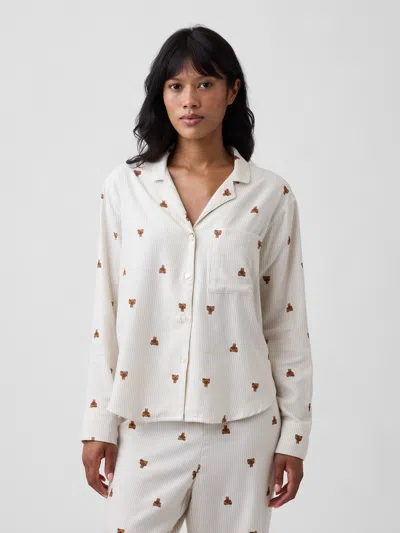 Gap Factory Flannel Pj Shirt In White