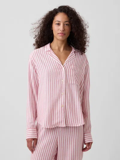 Gap Factory Flannel Pj Shirt In Red Stripes