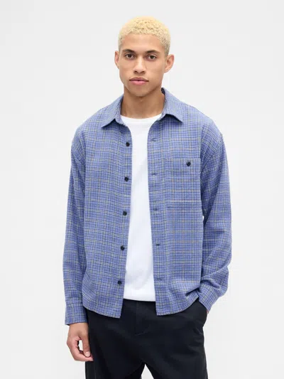 Gap Factory Flannel Shirt In Boxy Fit In Blue