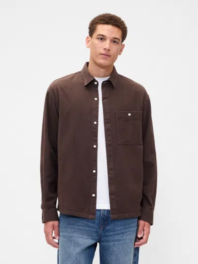 Gap Factory Flannel Shirt In Boxy Fit In Brown