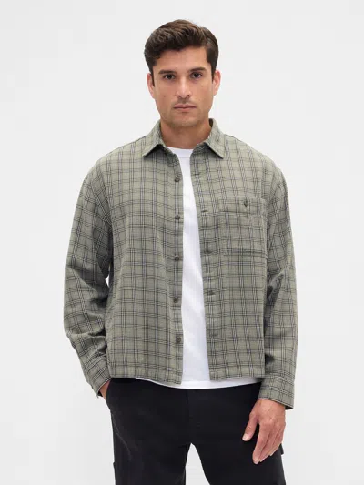 Gap Factory Flannel Shirt In Boxy Fit In Green