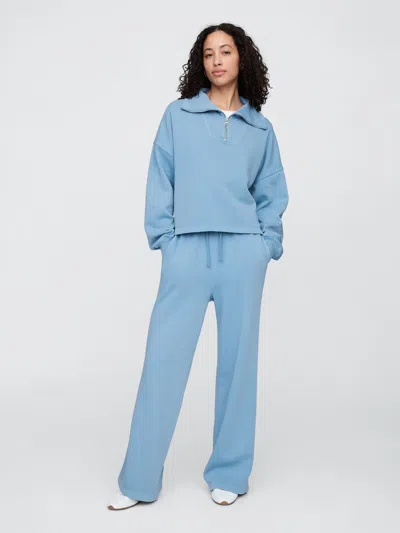 Gap Factory Fleece Rib-seam Wide-leg Pants In Blue