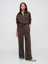 Gap Factory Fleece Rib-seam Wide-leg Pants In Brown
