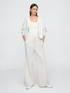 Gap Factory Fleece Rib-seam Wide-leg Pants In Neutral