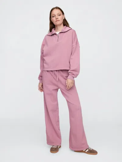Gap Factory Fleece Rib-seam Wide-leg Pants In Pink