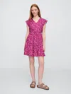 Gap Factory Flutter Sleeve Tie-waist Mini Dress In Pink
