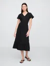 Gap Factory Flutter Sleeve V-neck Midi Dress In Black