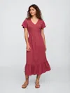 Gap Factory Flutter Sleeve V-neck Midi Dress In Pink