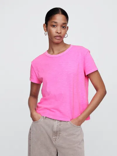 Gap Factory Foreversoft Shrunken Crewneck T-shirt In Pink