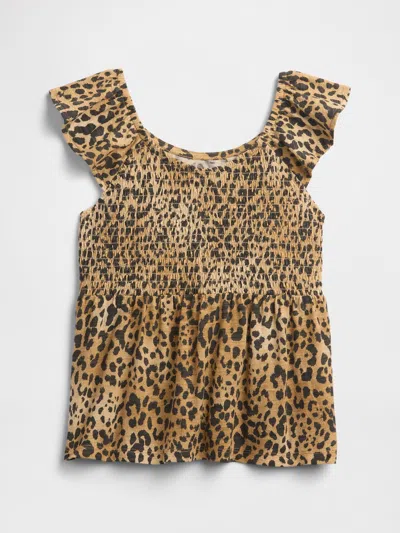 Gap Factory Kids' Foreversoft Smocked Top In Brown