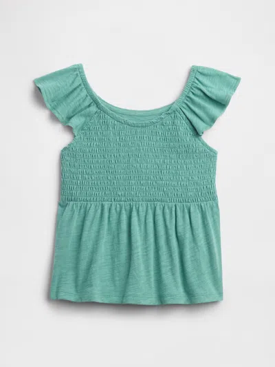 Gap Factory Kids' Foreversoft Smocked Top In Green