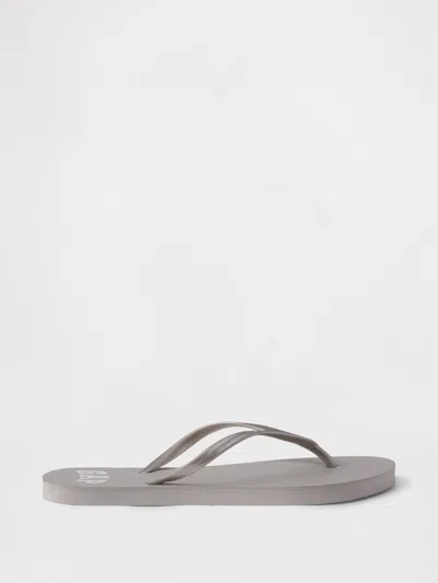 Gap Factory Gap Logo Flip Flops In Silver