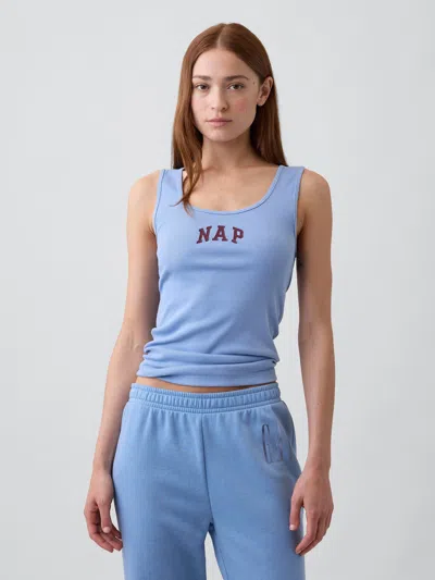 Gap Factory Gap Logo Ribbed Tank Top In Blue Suede