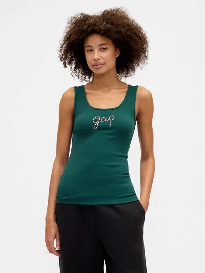 Gap Factory Gap Logo Ribbed Tank Top In Green