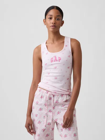 Gap Factory Gap Logo Ribbed Tank Top In Pink Floral