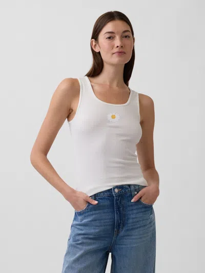 Gap Factory Gap Logo Ribbed Tank Top In White