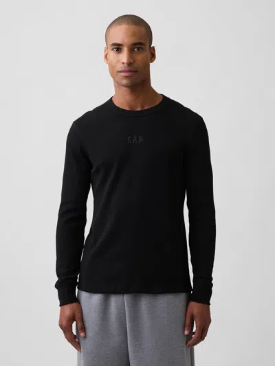 Gap Factory Gap Mini-logo Waffle-knit T-shirt In Black