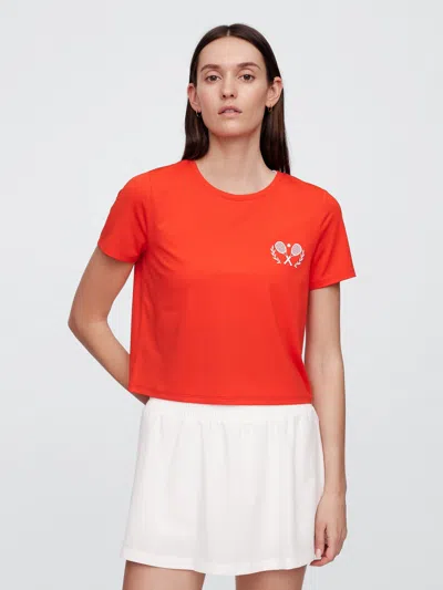 Gap Factory Gapfit Brushed Jersey Cropped T-shirt In Red