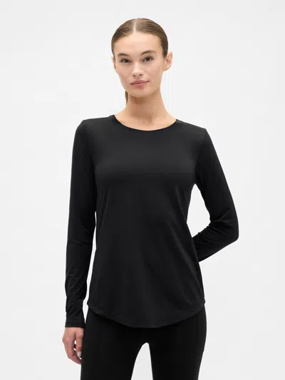 Gap Factory Gapfit Brushed Jersey Curved-hem T-shirt In Black