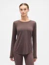 Gap Factory Gapfit Brushed Jersey Curved-hem T-shirt In Brown