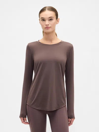 Gap Factory Gapfit Brushed Jersey Curved-hem T-shirt In Brown