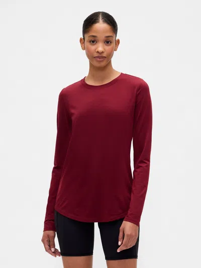 Gap Factory Gapfit Brushed Jersey Curved-hem T-shirt In Burgundy