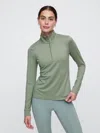 Gap Factory Gapfit Brushed Jersey Quarter-zip T-shirt In Green