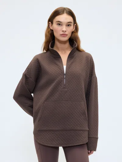 Gap Factory Gapfit Oversized Quilted Quarter-zip Jacket In Brown