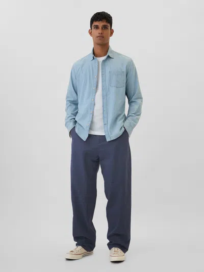 Gap Factory Gapflex Essential Khakis In Baggy Fit In Blue