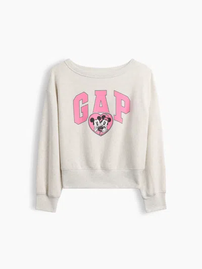 Gap Factory Gapkids × Disney Relaxed Crewneck Sweatshirt In Grey Mickey Minnie Logo