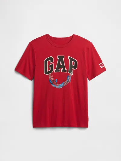 Gap Factory Gapkids Marvel Spider-man Logo T-shirt In Red