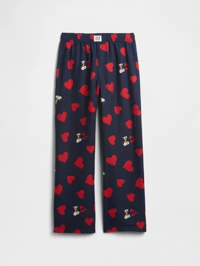 Gap Factory Gapkids |peanuts 100% Recycled Flannel Pj Pants In Blue