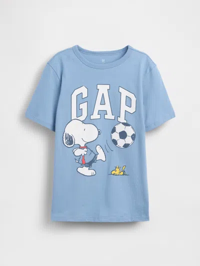 Gap Factory Gapkids Peanuts Logo T-shirt In Blue