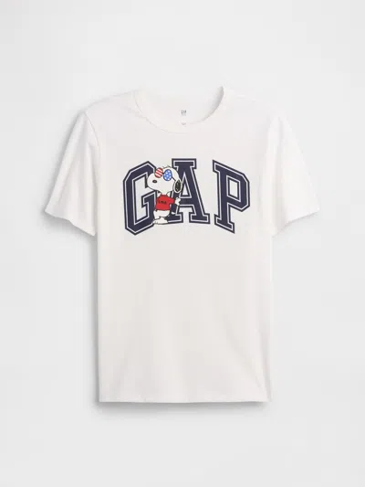 Gap Factory Gapkids Peanuts Logo T-shirt In White
