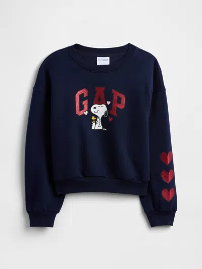 Gap Factory Gapkids |peanuts Oversized Wedge Logo Sweatshirt In Blue
