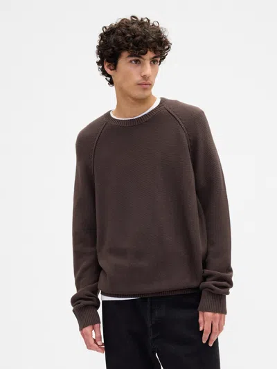 Gap Factory Garter Crewneck Sweater In Brown