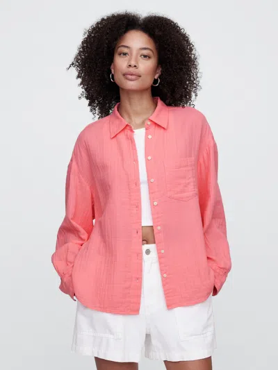 Gap Factory Gauze Big Shirt In Red