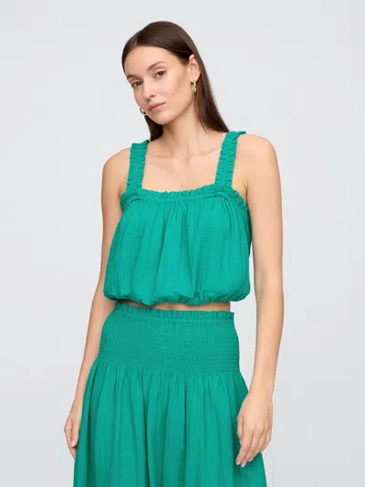 Gap Factory Gauze Bubble Tank Top In Green