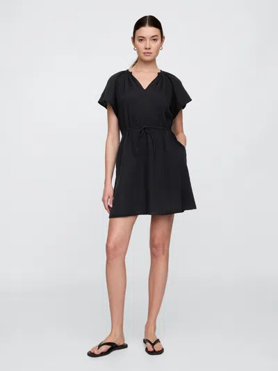 Gap Factory Gauze Splitneck Midi Dress In Black