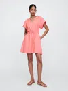 Gap Factory Gauze Splitneck Midi Dress In Pink