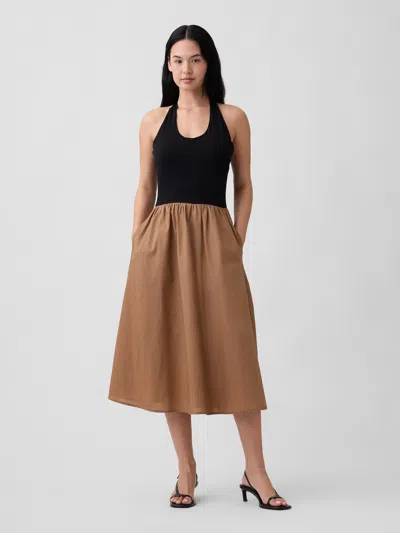 Gap Factory Halter Midi Dress In Brown