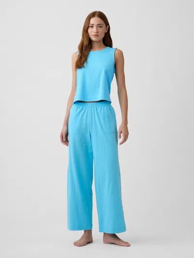 Gap Factory Heavyweight Pull-on Wide-leg Crop Pants In Blue