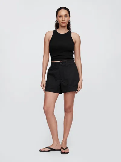 Gap Factory High Rise 4" Khaki Girlfriend Shorts In Black