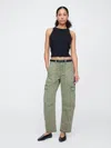 Gap Factory High Rise Barrel Cargo Khakis In Green